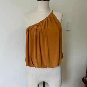 Express Mustard One-Shoulder Top